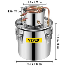 Cargar imagen en el visor de la galería, Destilador casero en acero inoxidable 12L (3 Gal) para alcohol o aceite