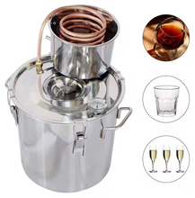 Cargar imagen en el visor de la galería, Destilador casero en acero inoxidable 10L o 20L (2.5 o 5 Galones) para alcohol o aceite